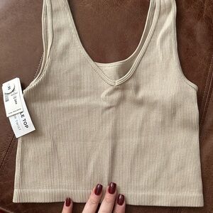 Aeropostale Beige Ribbed Crop Top